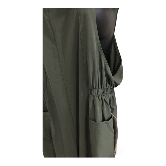 Vanilla‎ star olive green lightweight knotted smock jumpsuit overalls size large - Picture 10 of 16